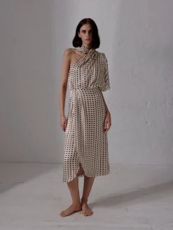 Amaime Satin Silk Midi Skirt