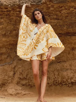 Cavalo Hand Embroidered Linen Poncho