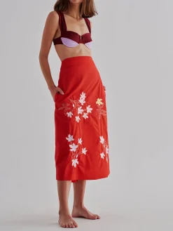 Constelaciones Cotton Midi Skirt