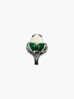 Tagua Seed & Emerald Sphere Ring